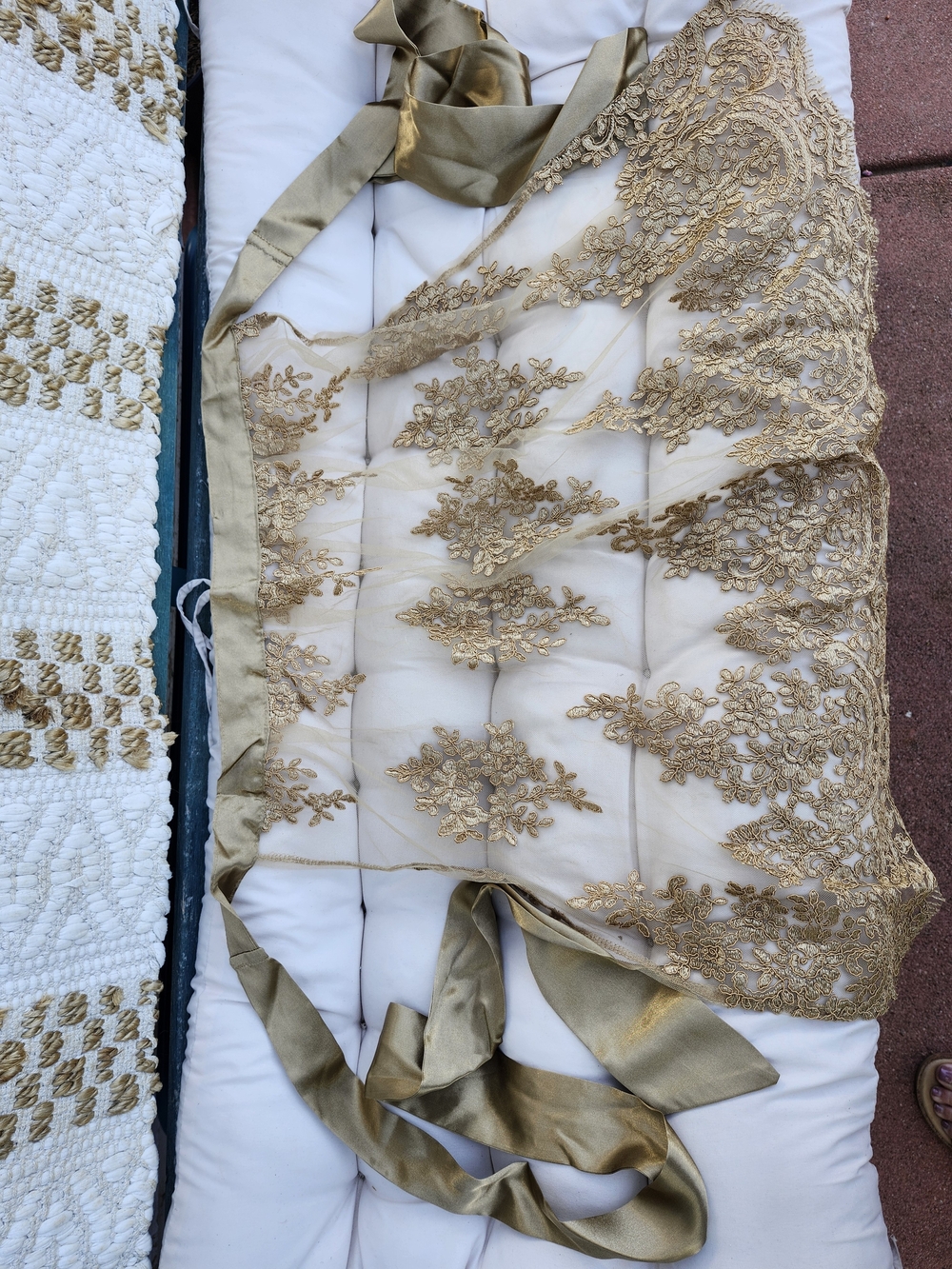 Elegant Gold Lace Apron - Home Accents